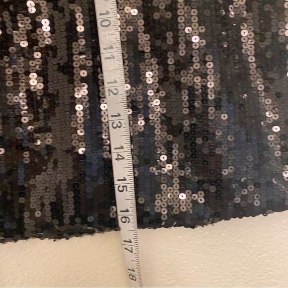 xhilaration black black all over sequin stretch pull on mini skirt NYE glam M - Picture 5 of 7